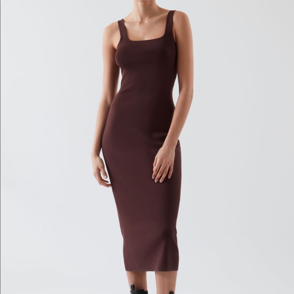 Cos knitted tube midi dress, navy color